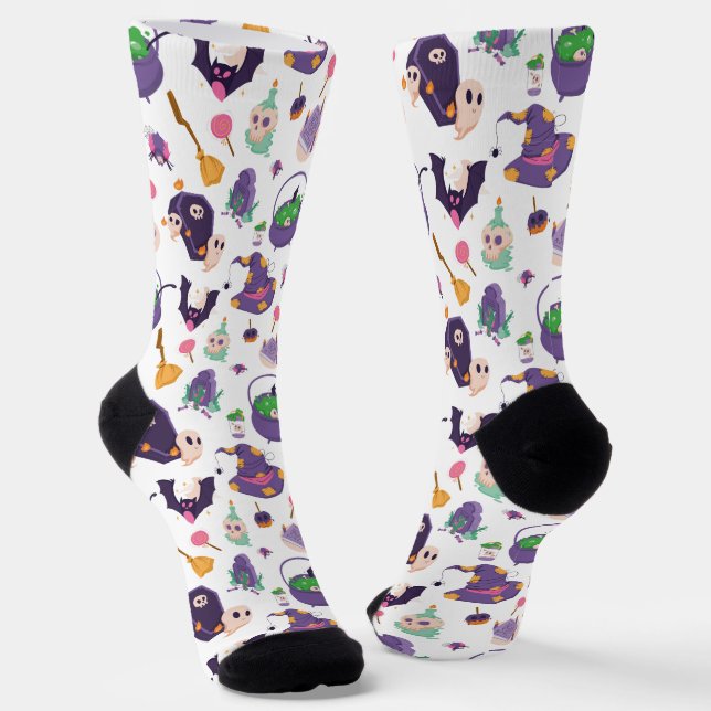 Colorful Halloween Pattern Socks (Angled)