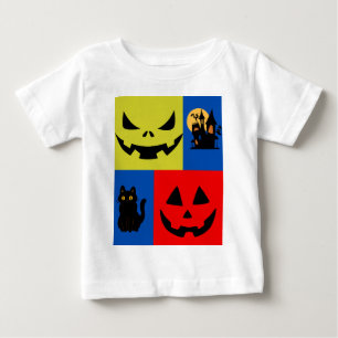 Colorful Halloween Pumpkin, Black Cat Baby T-Shirt