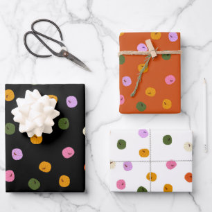 Colorful Halloween Pumpkins Wrapping Paper Sheets