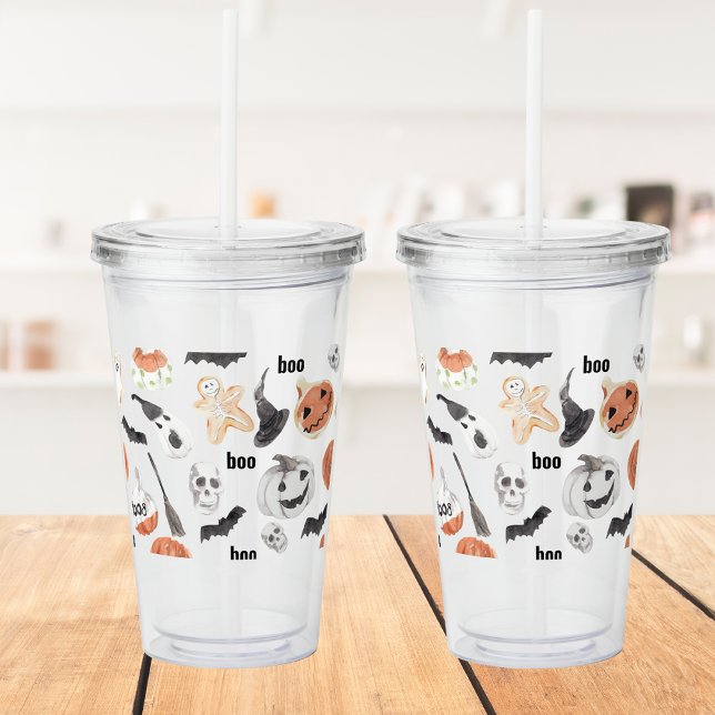 Colorful Halloween Scary Pattern |Happy Halloween  Acrylic Tumbler (Creator Uploaded)