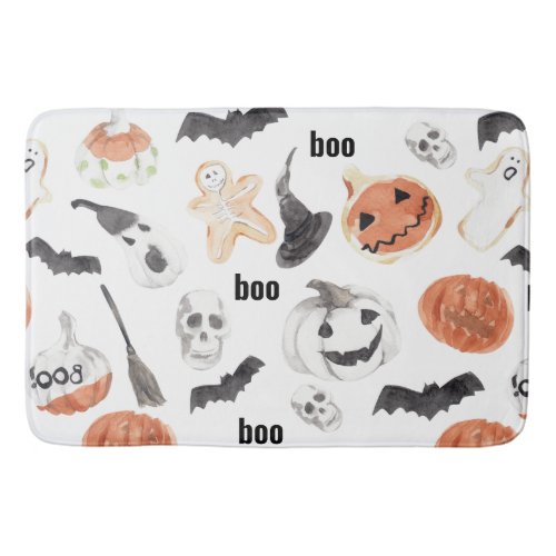 Colorful Halloween Scary Pattern Happy Halloween Bath Mat