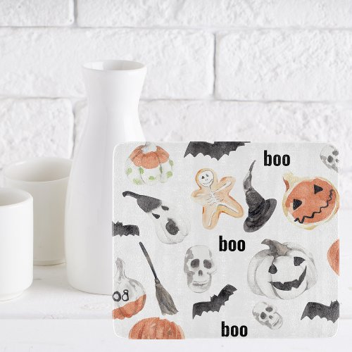 Colorful Halloween Scary Pattern Happy Halloween Cutting Board