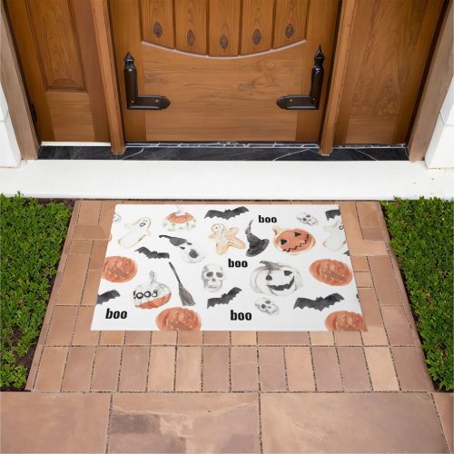 Colorful Halloween Scary Pattern Happy Halloween  Doormat