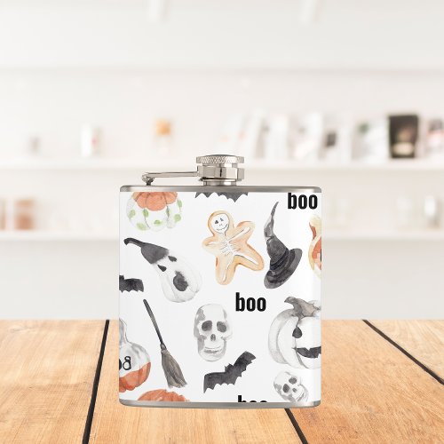 Colorful Halloween Scary Pattern Happy Halloween  Flask