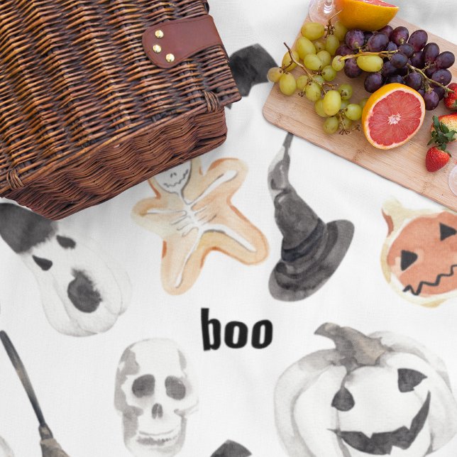 Colorful Halloween Scary Pattern |Happy Halloween Fleece Blanket (Creator Uploaded)