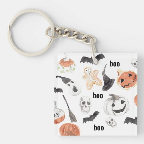 Colorful Halloween Scary Pattern Happy Halloween  Keychain