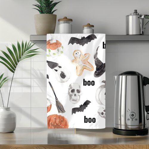 Colorful Halloween Scary Pattern Happy Halloween Kitchen Towel