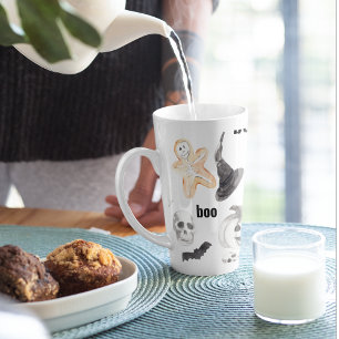 Colorful Halloween Scary Pattern  Happy Halloween Latte Mug
