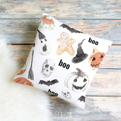 Colorful Halloween Scary Pattern Happy Halloween Outdoor Pillow