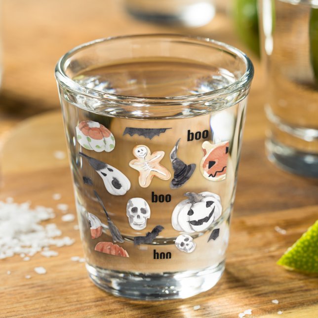 Colorful Halloween Scary Pattern |Happy Halloween Shot Glass (Creator Uploaded)