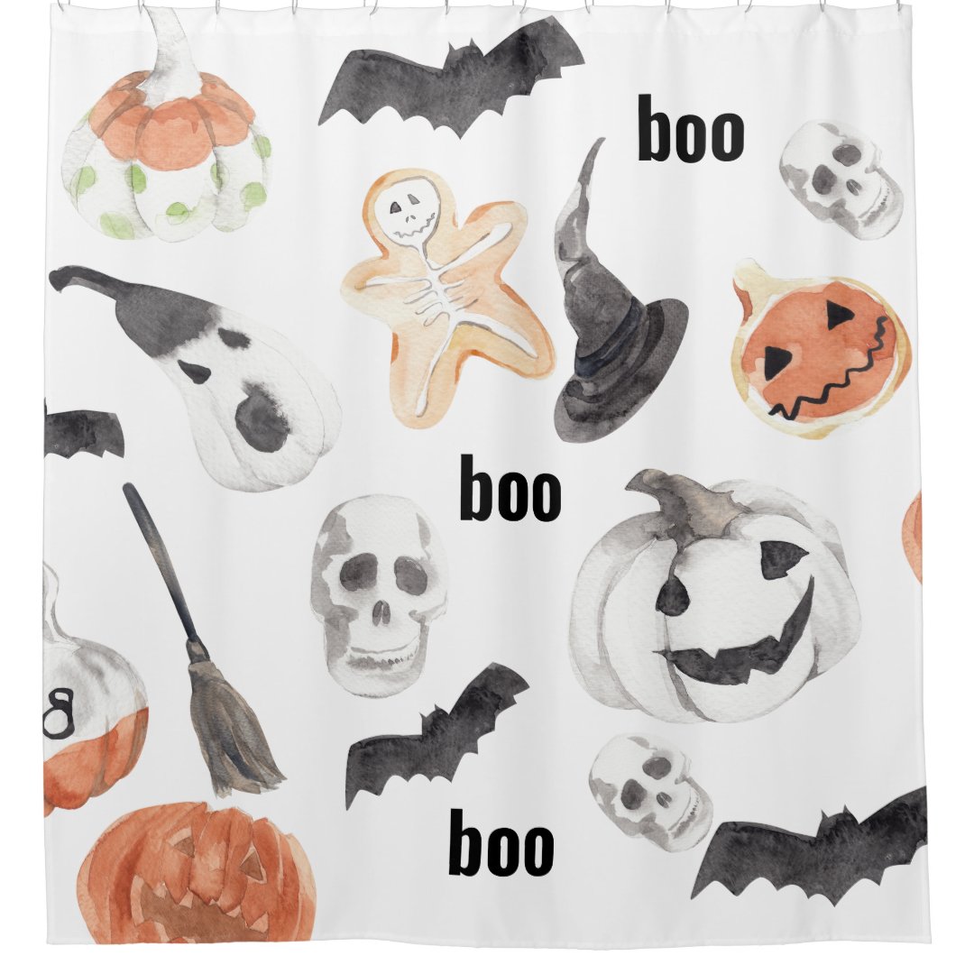 Colorful Halloween Scary Pattern Happy Halloween Shower Curtain Zazzle