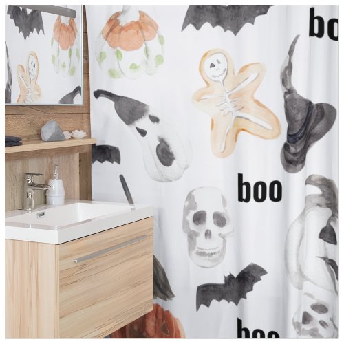 Colorful Halloween Scary Pattern Happy Halloween Shower Curtain