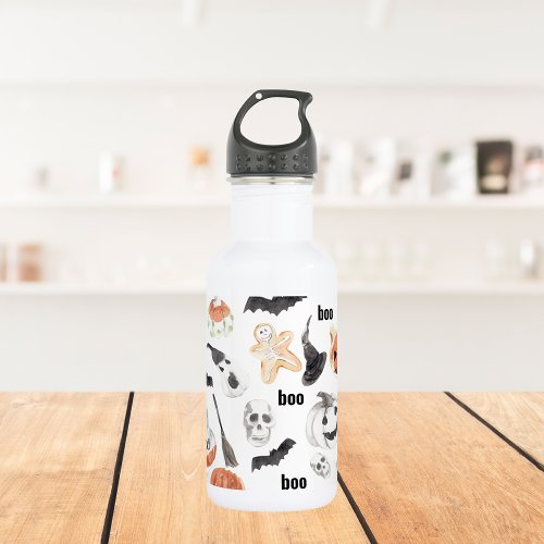 Colorful Halloween Scary Pattern Happy Halloween  Stainless Steel Water Bottle