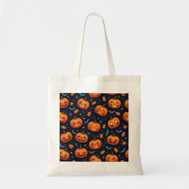 Colorful Halloween Scary Pattern |Happy Halloween  Tote Bag (Front)