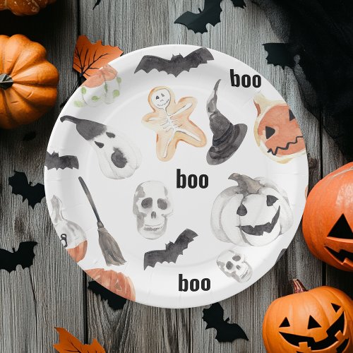 Colorful Halloween Scary Pattern  Paper Plates