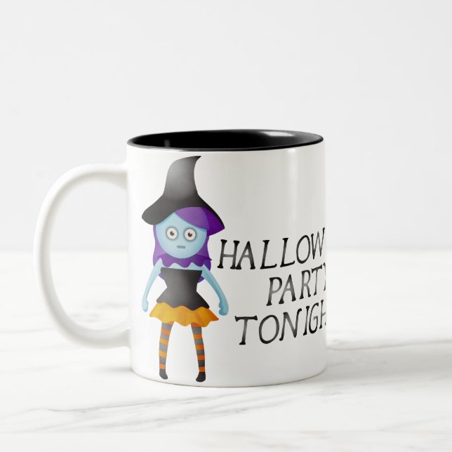 Colorful Halloween Scary Pattern Two-Tone Coffee Mug (Left)