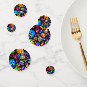 Colorful Halloween Sugar Skulls Confetti