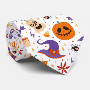 Colorful Halloween Symbols Pattern Neck Tie
