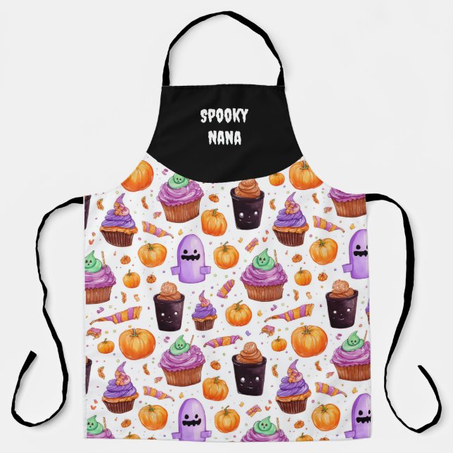 Colorful halloween treat pattern apron for Nana (Front)