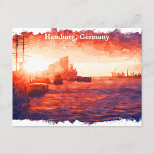 Colorful Hamburg Germany Port City Postcard
