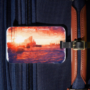 Colorful Hamburg Germany Port City Travel Luggage Tag