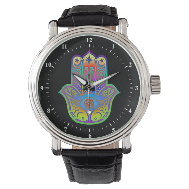 colorful hamsa amulet watch (Front)