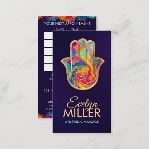 Colorful Hamsa Hand Energy Spiral  Business Card