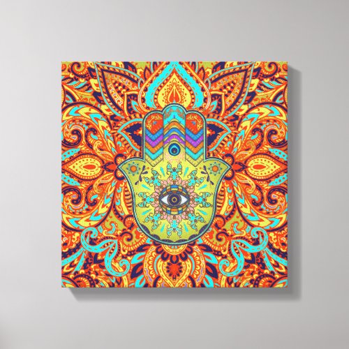 Colorful  Hamsa Hand _  Hand of Fatima Canvas Print