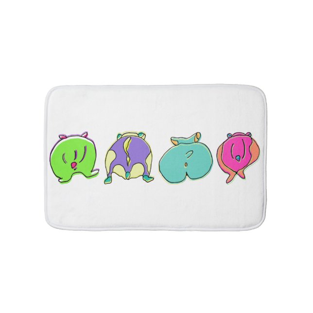 Colorful Hamster Butts Bath Mat (Front)
