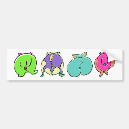 Colorful Hamster Butts Bumper Sticker