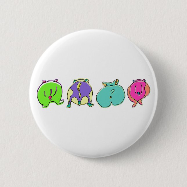 Colorful Hamster Butts Button (Front)