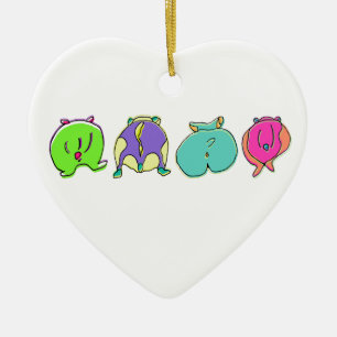 Colorful Hamster Butts Ceramic Ornament