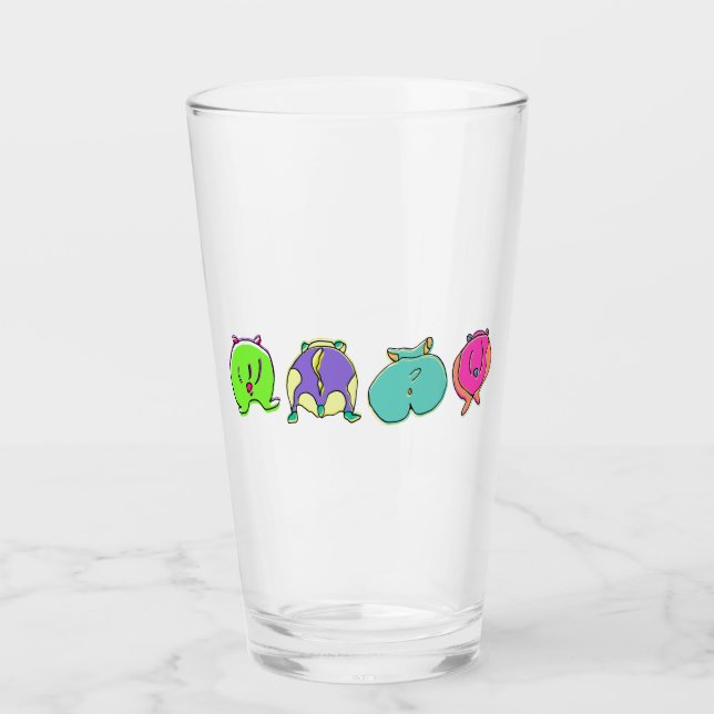 Colorful Hamster Butts Glass (Front)