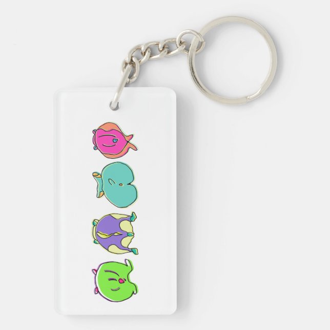 Colorful Hamster Butts Keychain (Back)