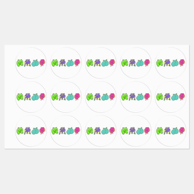 Colorful Hamster Butts Labels (Sheet)