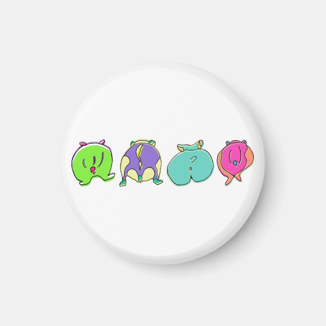 Colorful Hamster Butts Magnet (Front)