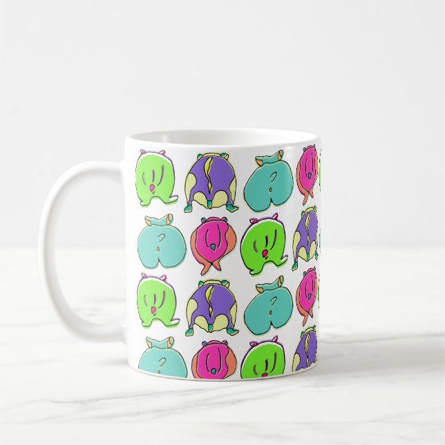 Colorful Hamster Butts Pattern Coffee Mug (Left)