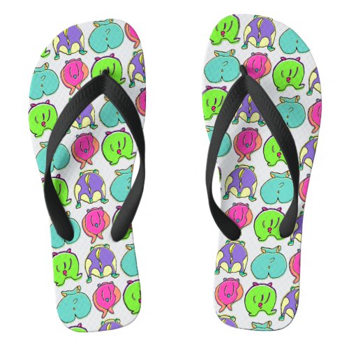 Colorful Hamster Butts Pattern Flip Flops