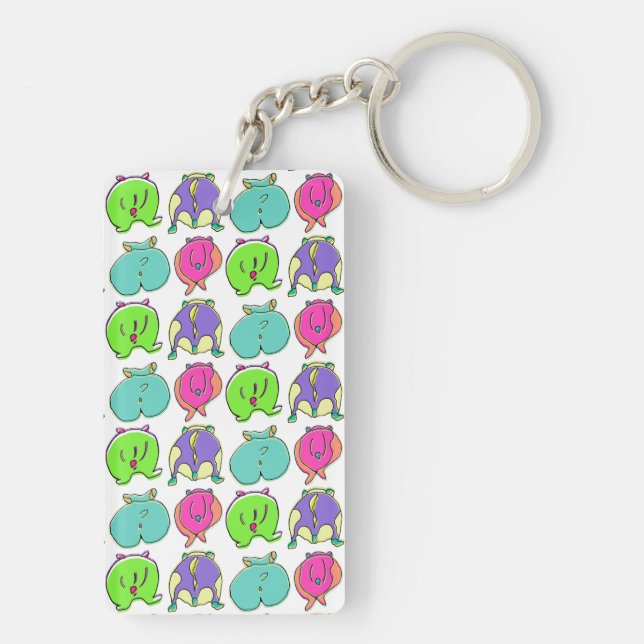 Colorful Hamster Butts Pattern Keychain (Back)