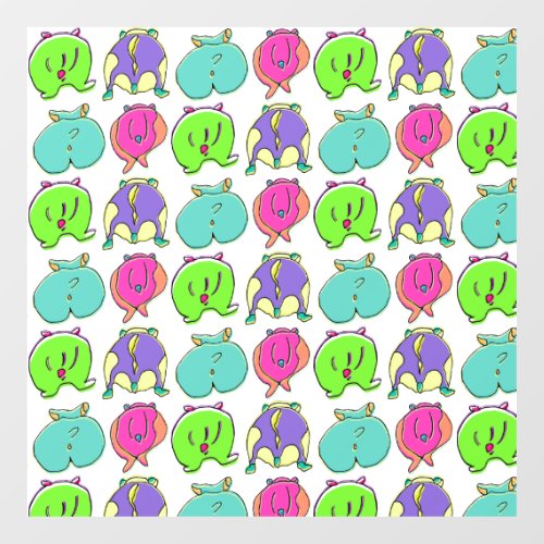 Colorful Hamster Butts Pattern Window Cling