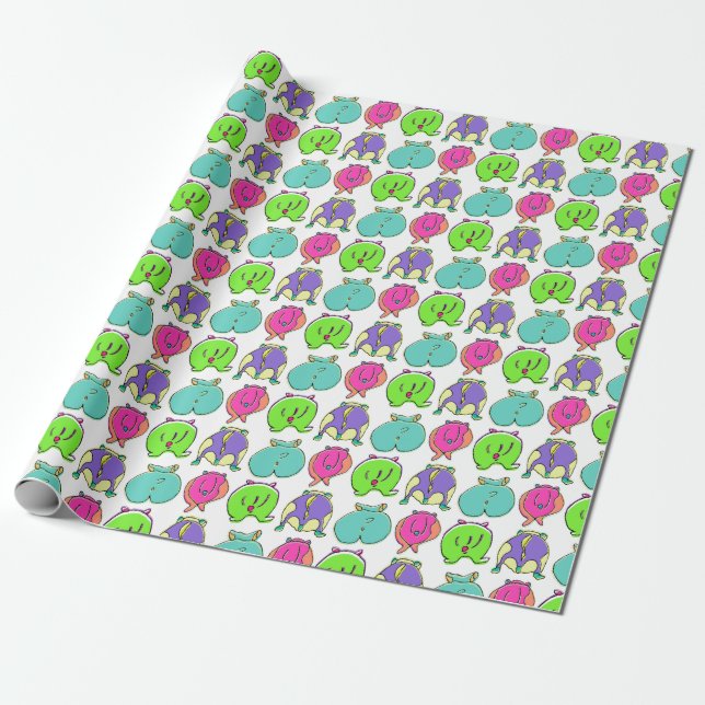 Colorful Hamster Butts Pattern Wrapping Paper (Unrolled)