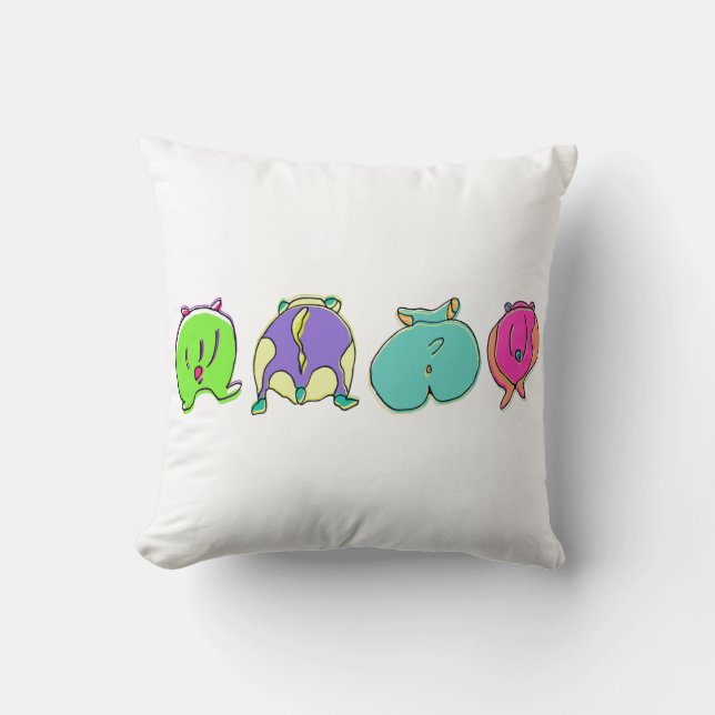Colorful Hamster Butts Throw Pillow (Front)