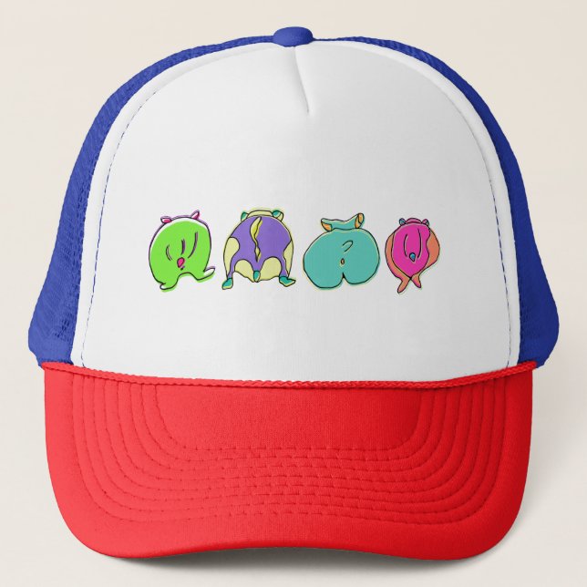 Colorful Hamster Butts Trucker Hat (Front)