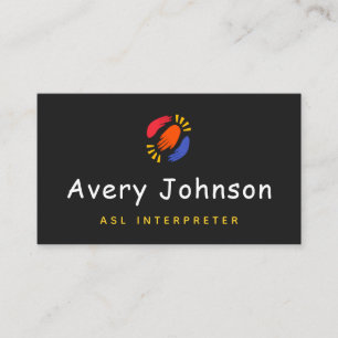 Colorful Hand ASL Instructor Sign Language Teacher Business Card