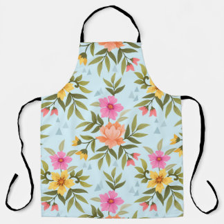 Colorful Hand Draw Flowers Apron