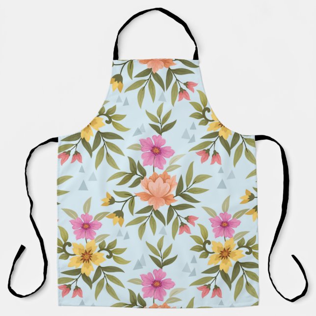 Colorful Hand Draw Flowers  Apron (Front)