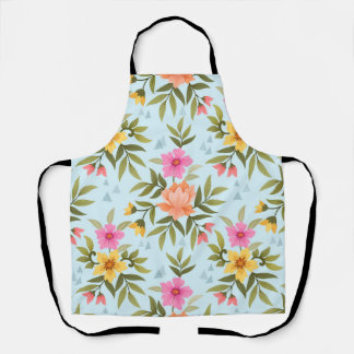 Colorful Hand Draw Flowers Apron