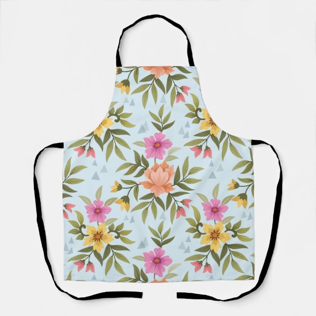 Colorful Hand Draw Flowers Apron (Front)