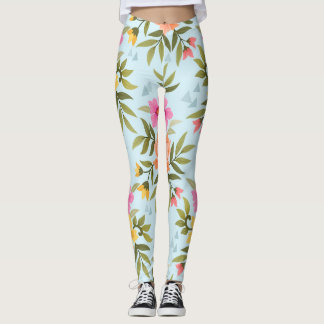Colorful Hand Draw Flowers Leggings