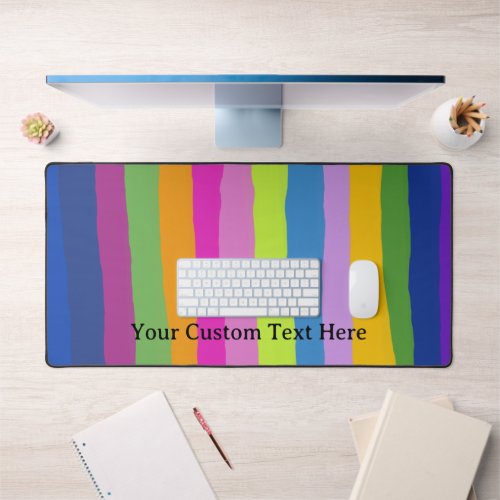 Colorful Hand Draw Stripes Custom Text Desk Mat